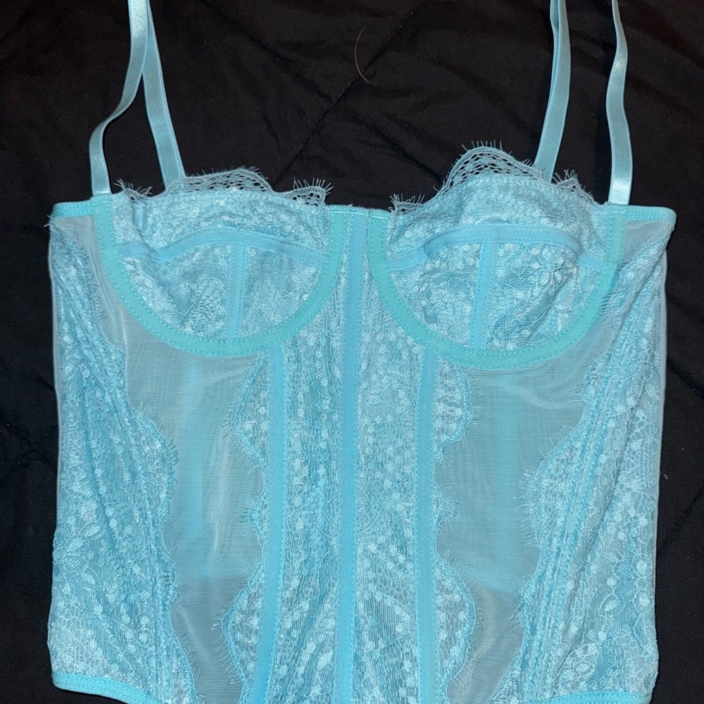 Elegant Blue Lace corset